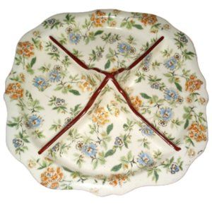 Erphila vintage floral tea plate divided tray 9"